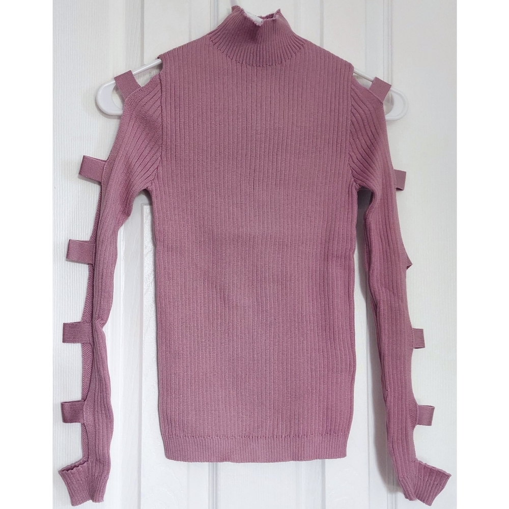 NWT - Lavender Cut Out Long Sleeve Mock Neck Top - Picture 2 of 10